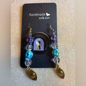 Purple and Blue Skull Earrings